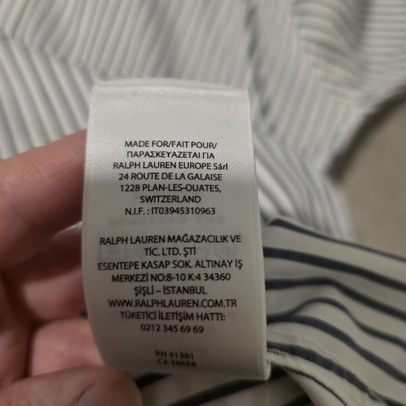 Sold - Ralph Lauren Navy and White Striped Shirt Slim Fit Duplicate Listin - Picture 8 of 11